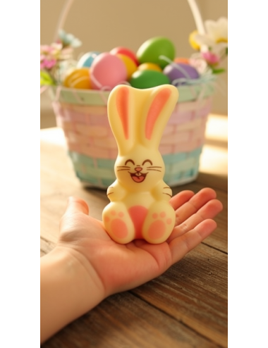 Lapin de Pâques souriant en chocolat